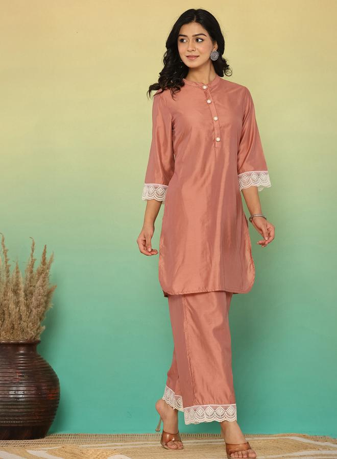 KASYA Mocha Brown Chanderi Co-Ord Set - Image 5